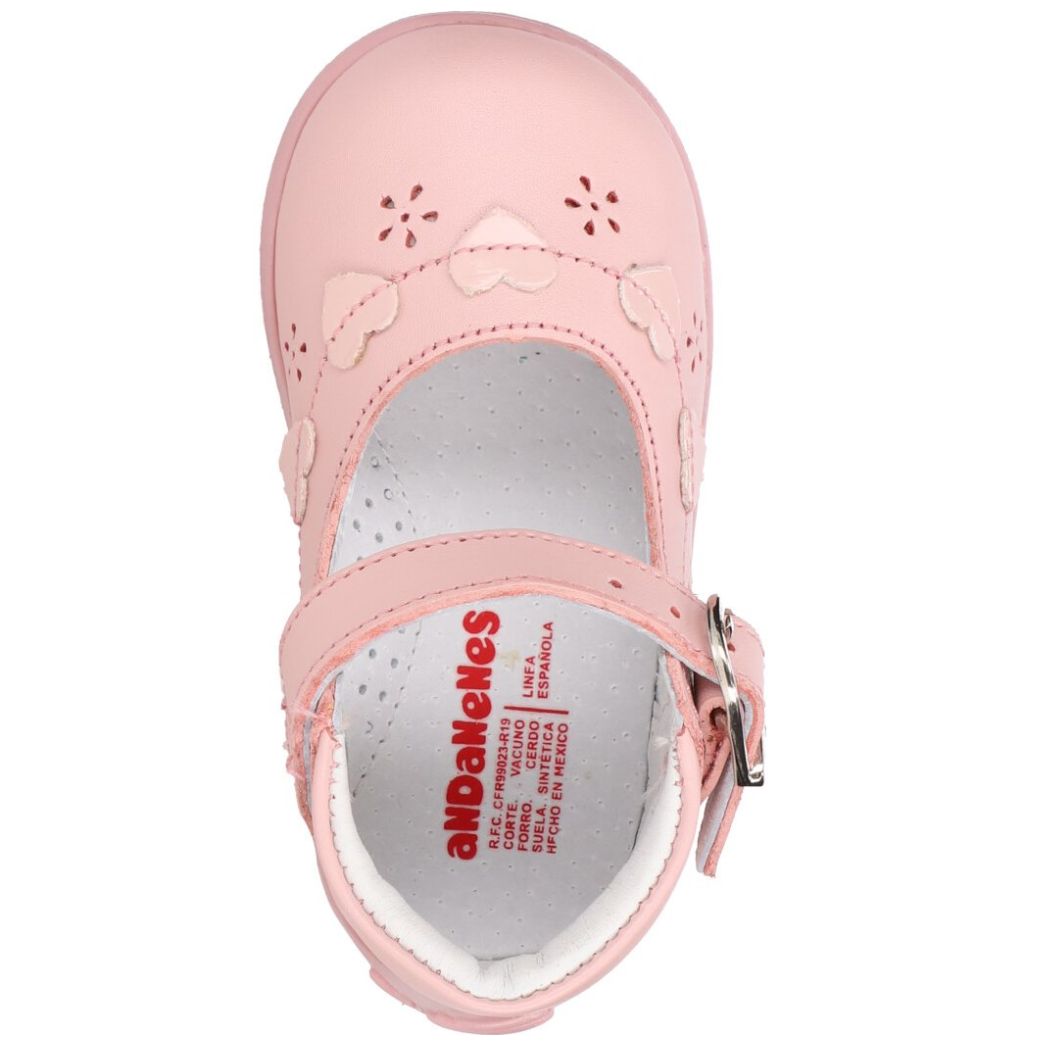 Zapato con Corazones 12-15 Rosa Andanenes para Niña