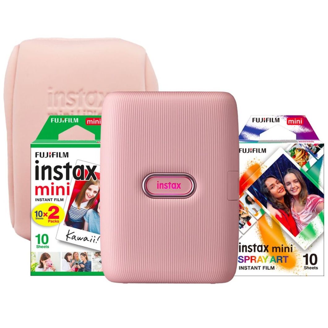 Paq. Instax Mini Link Rosa + 3Pack + Estuche