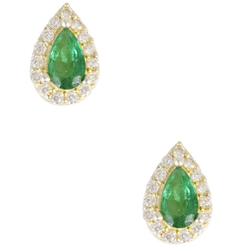 Studs  en Dorado de Gota Esmeralda Pavé Westies