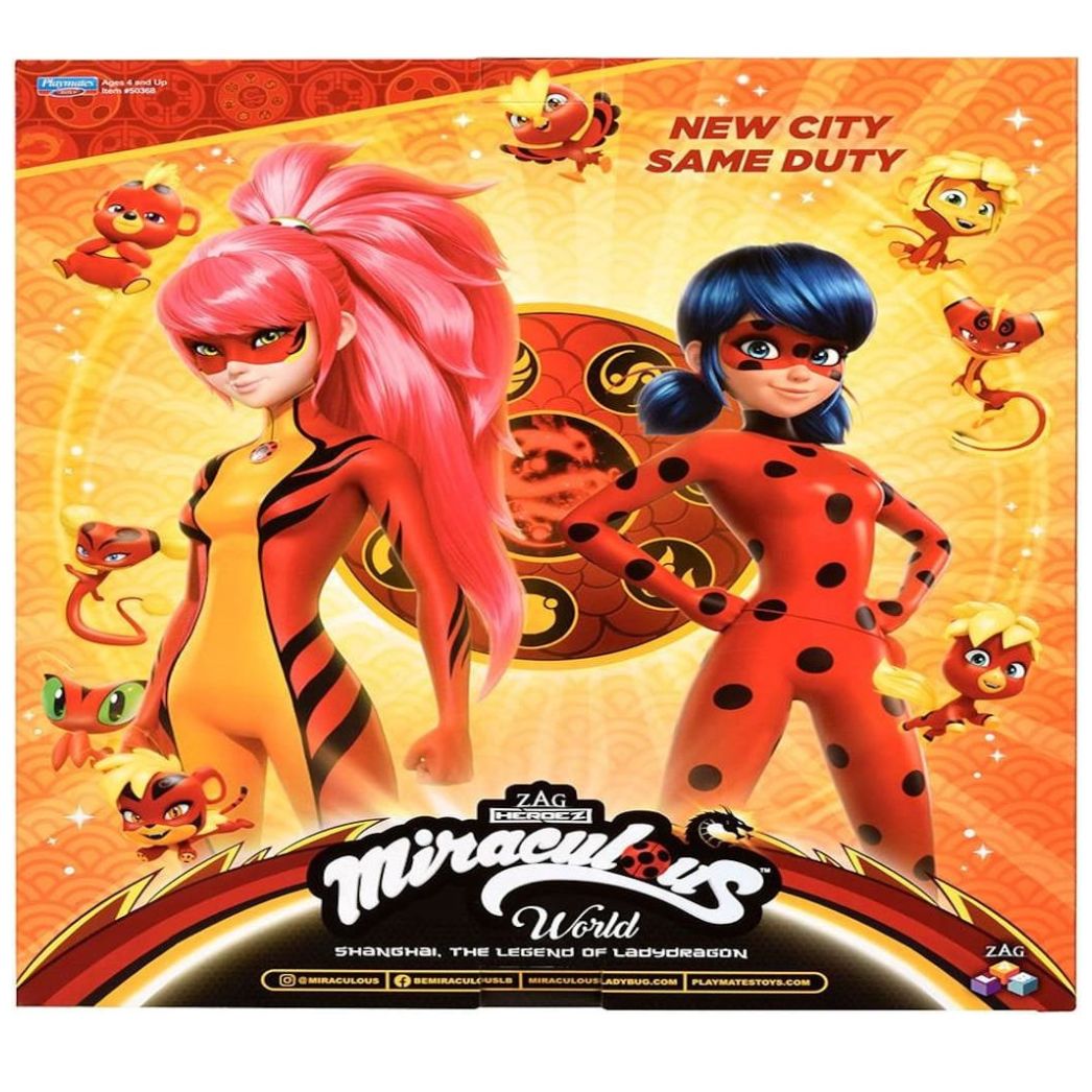 2 Pack Uñecas Ladybug Y Dragonbug Iraculous Ladybug Shangai Bandai