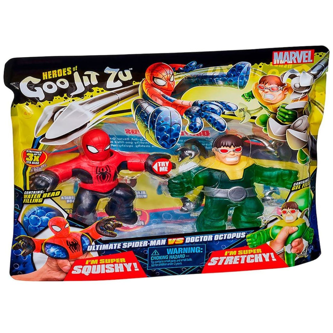 2 Pack Figuras Elásticas Goojitzu Arvel Spideran Vs Dr. Octopus Bandai
