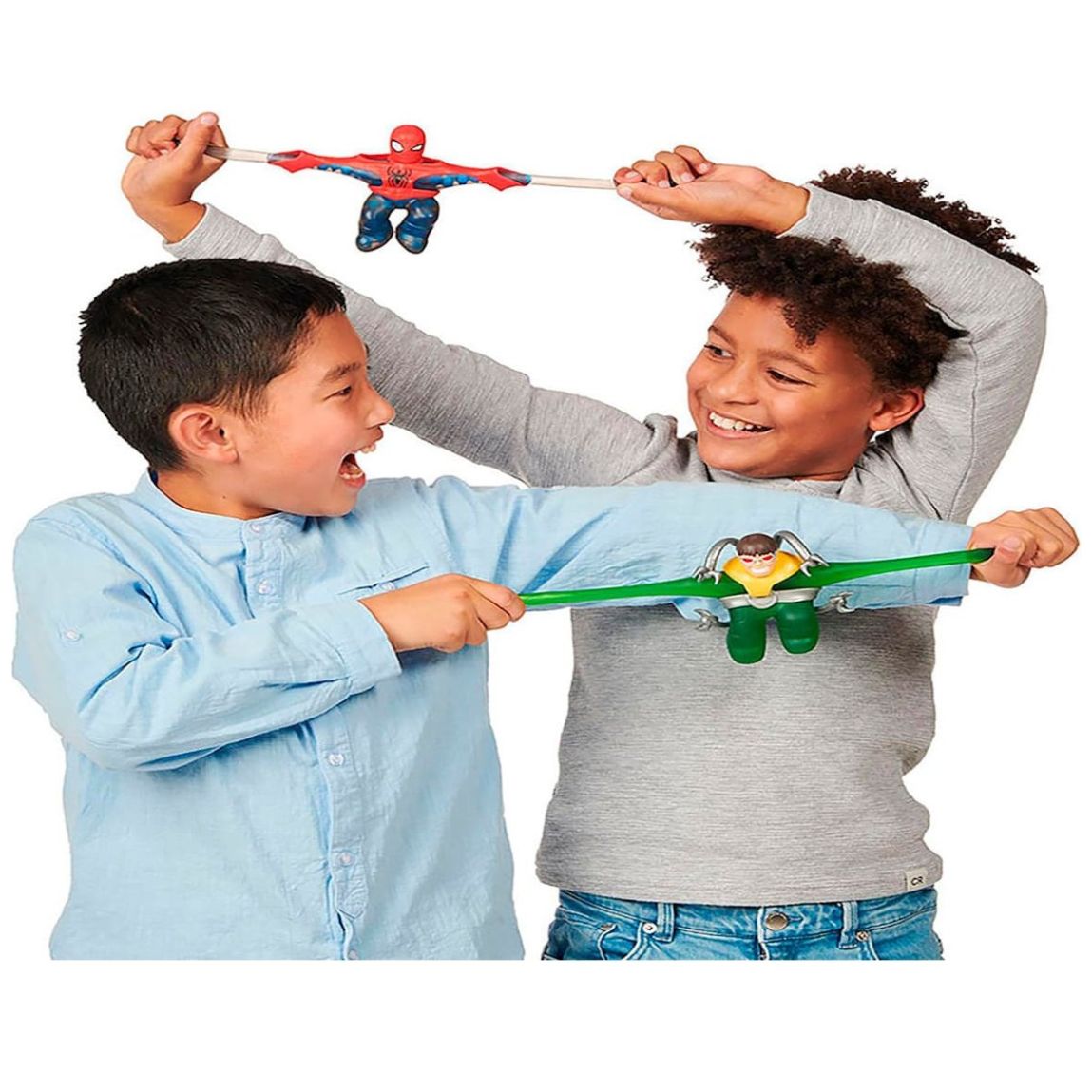 2 Pack Figuras Elásticas Goojitzu Arvel Spideran Vs Dr. Octopus Bandai