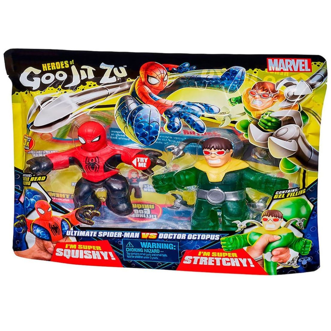 2 Pack Figuras Elásticas Goojitzu Arvel Spideran Vs Dr. Octopus Bandai