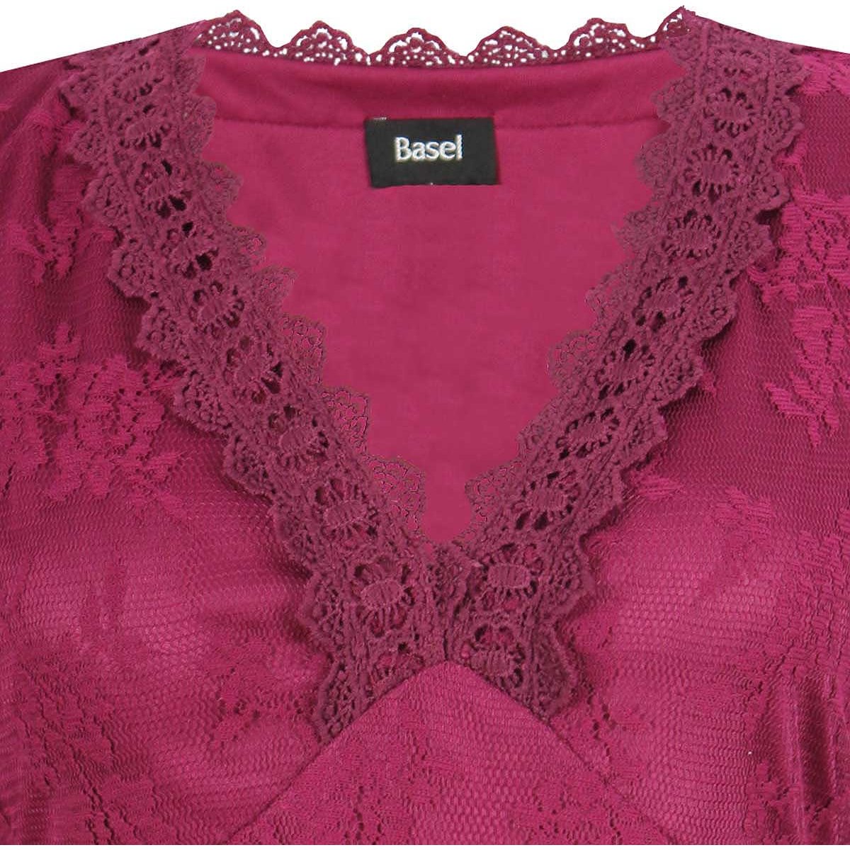 Blusa Basel Manga Larga Cuello V Diseño de Encaje