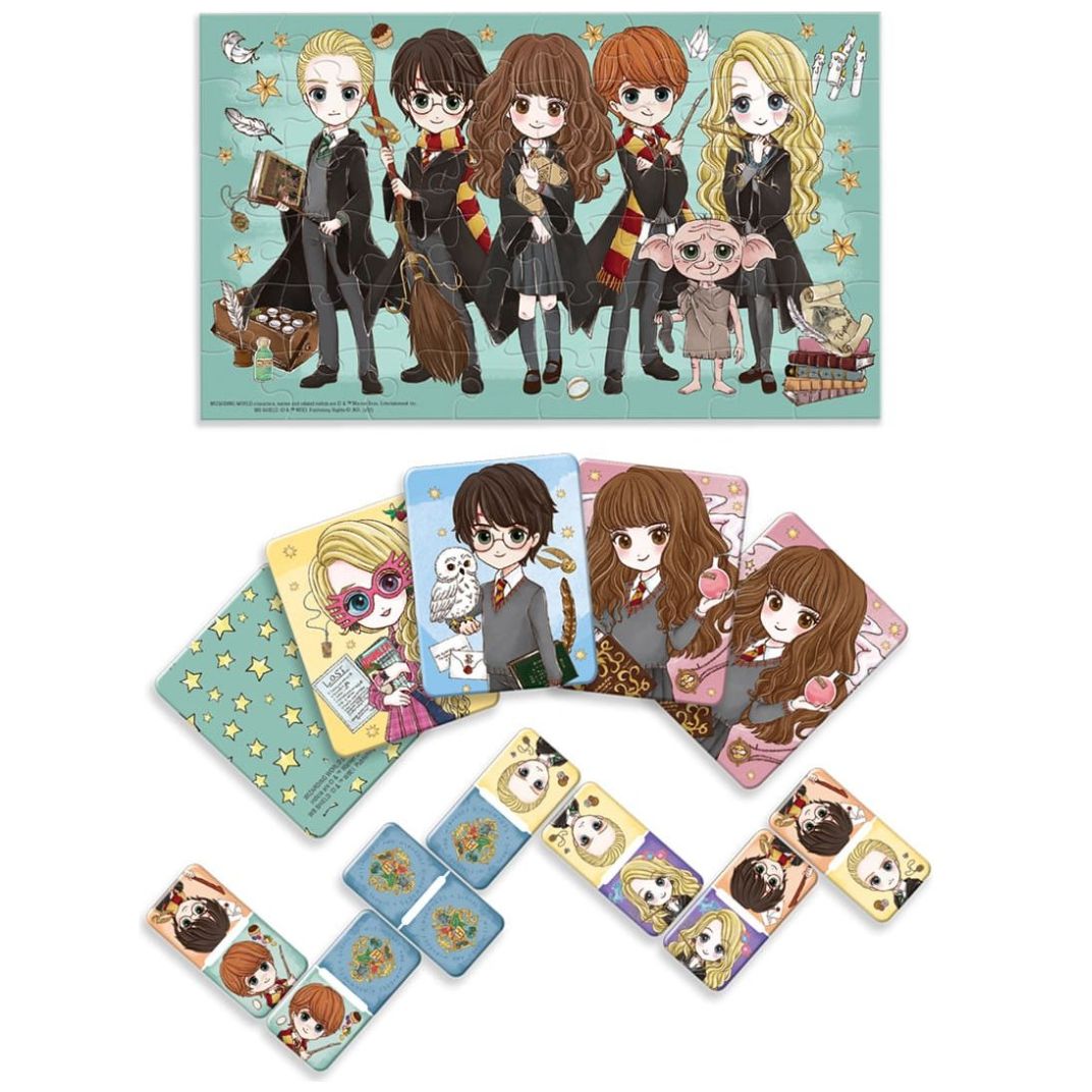 Juegos de Mesa 3 en 1 Memoria, Domino Y Rompecabezas Harry Potter  Novelty