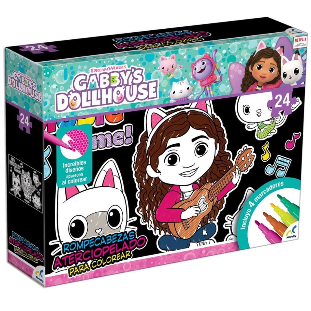 Rompecabezas Atercioelado para Colorear Gabby's Dollhouse 24 Pzas Novelty