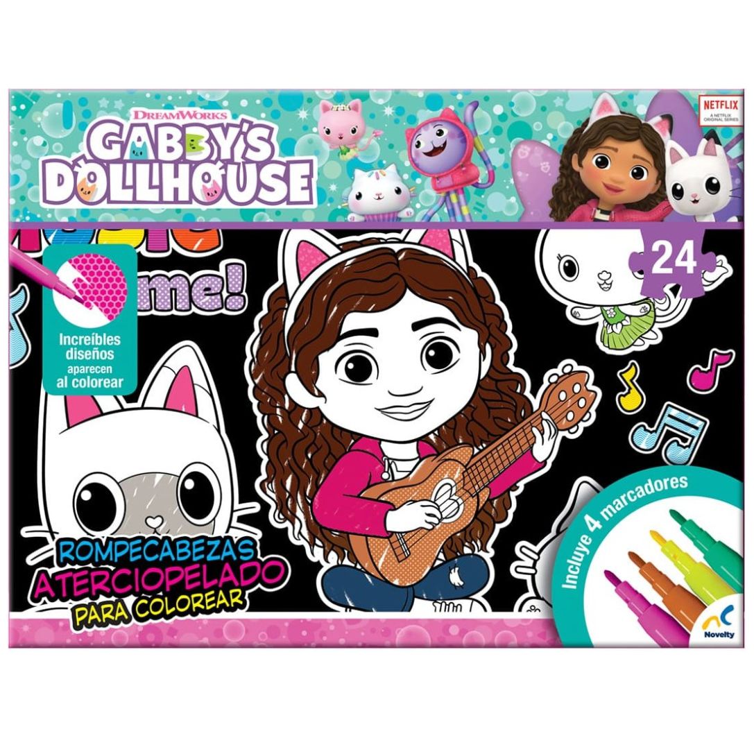 Rompecabezas Atercioelado para Colorear Gabby's Dollhouse 24 Pzas Novelty