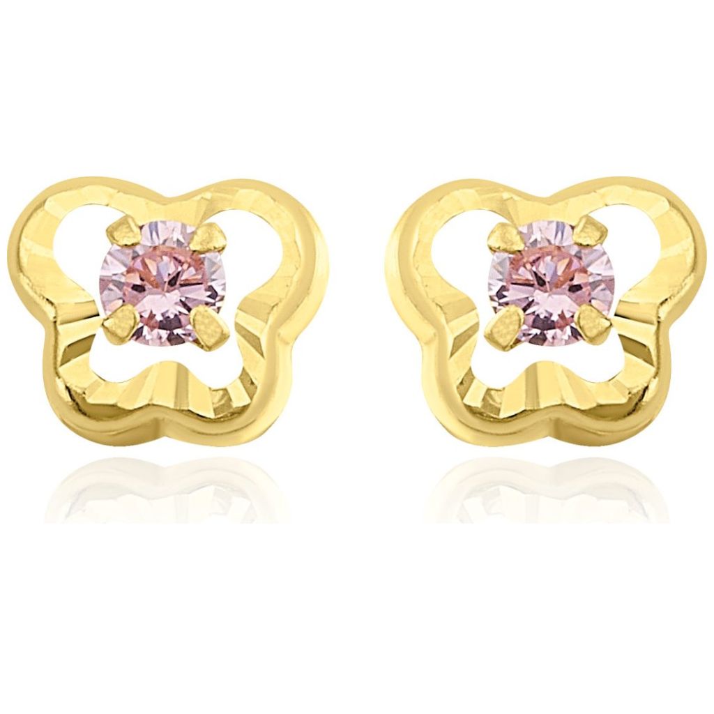 Broquel 14K Mariposa Diamantada