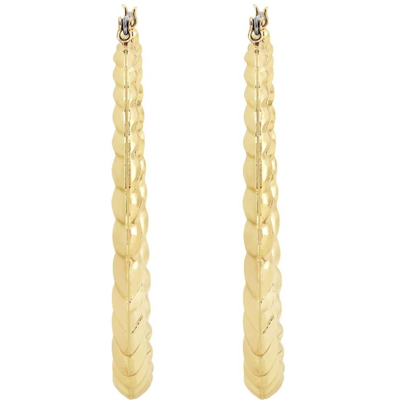 Aretes Color Oro Tipo Arracada Grande Trenzada