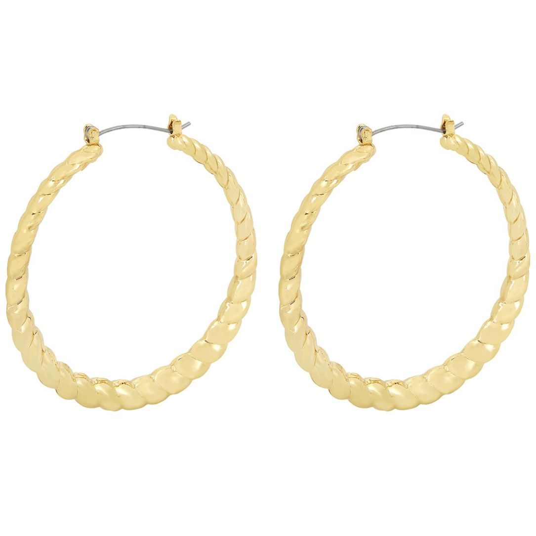 Aretes Color Oro Tipo Arracada Grande Trenzada