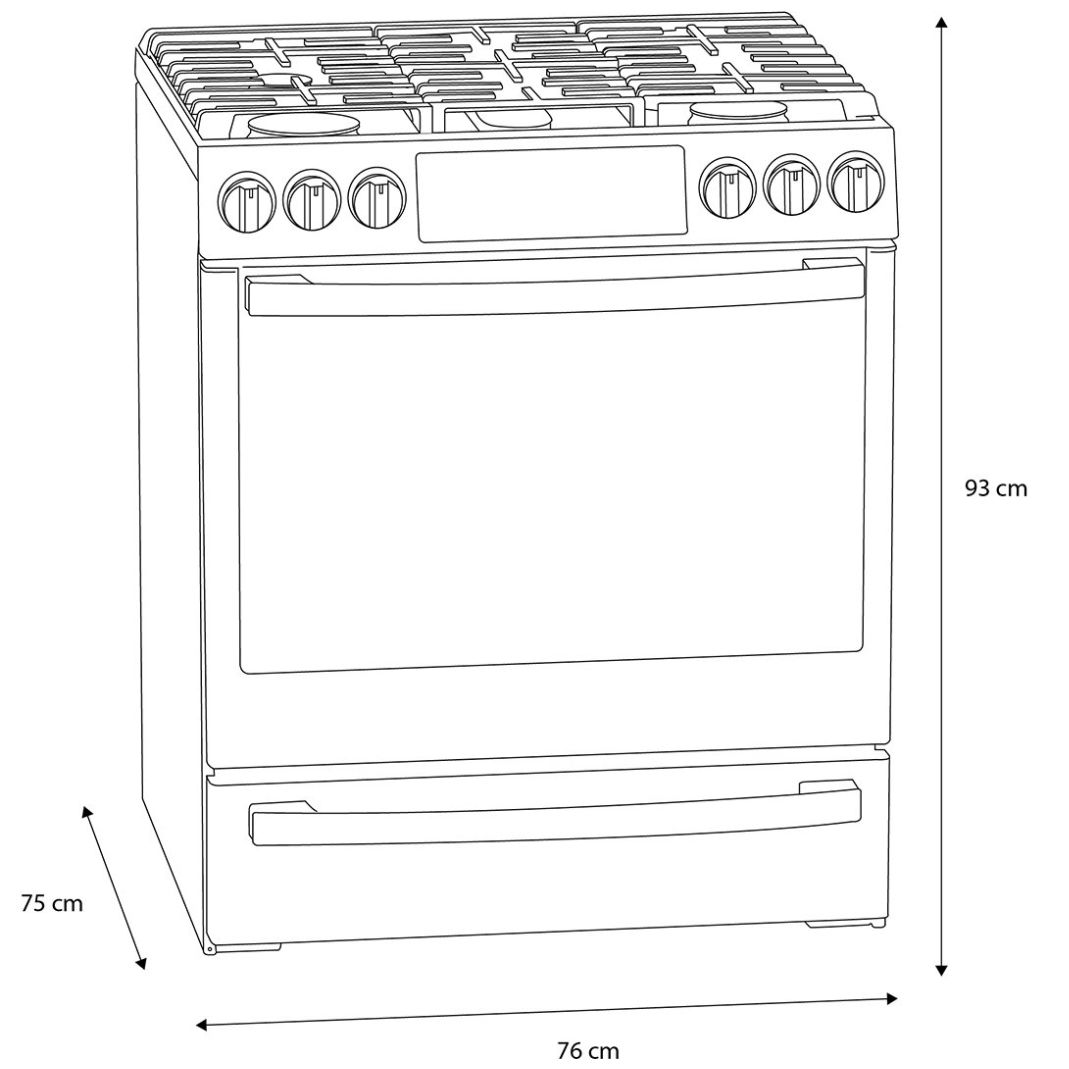 Estufa Io Mabe 30" Black Stainless Gas Lp / Natural Io940Ts0