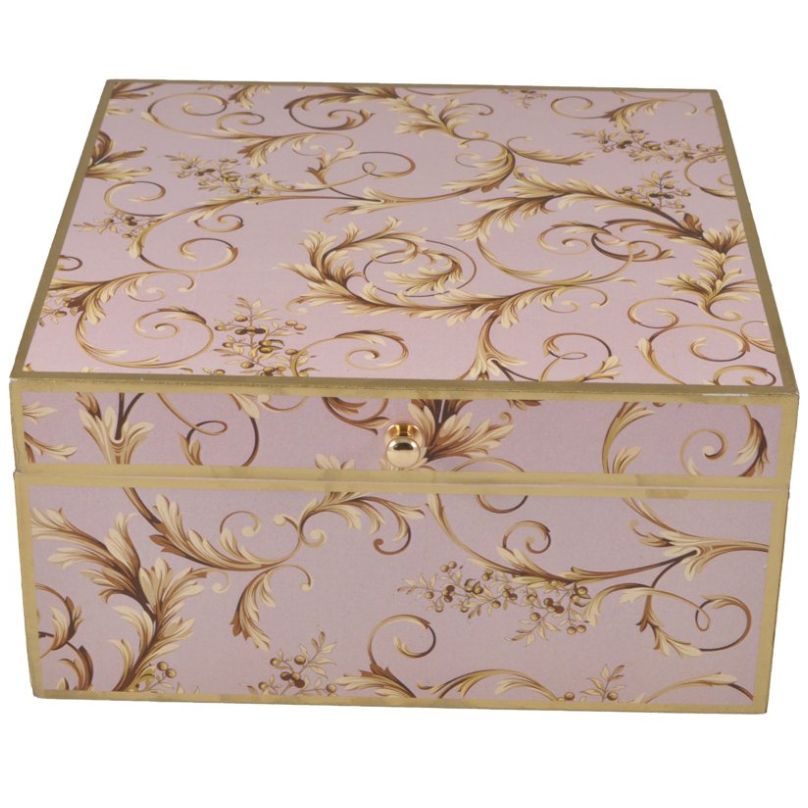 Home Nature Alhajero Cuadrado de Madera Color Rosa 19*18*9 Cm