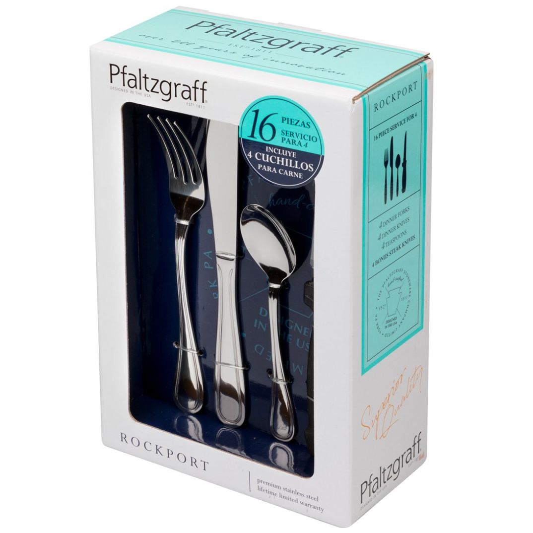 Juego de 16 Cubiertos Color Plata Rockport Pfaltzgraff