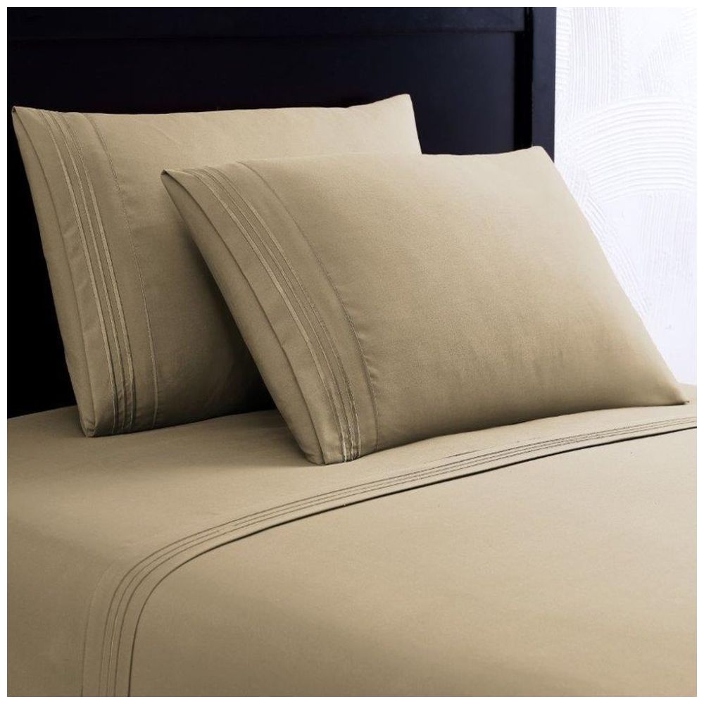 Juego de Sábanas Stripe Taupe Home Nature - Queen Size