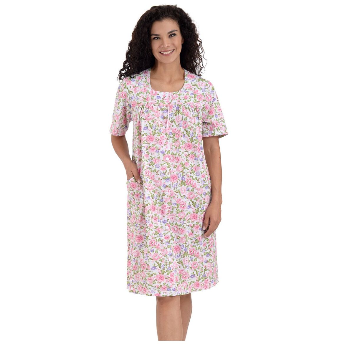 Bata Chiffon Manga Corta Escote Cuadrado para Mujer
