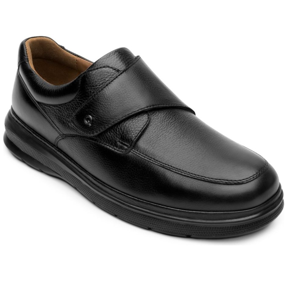 Mocasín Negro con Velcro Quirelli para Hombre