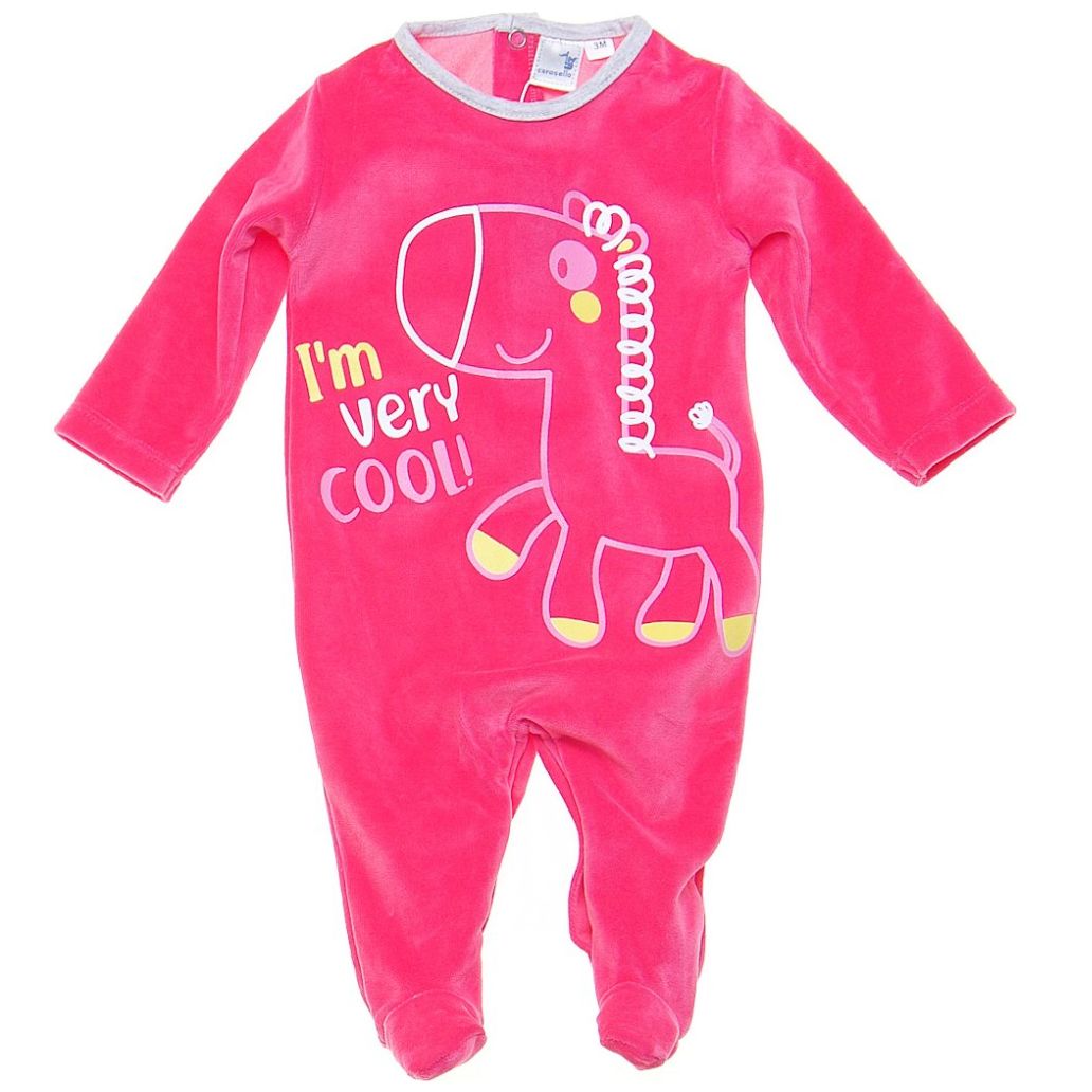 Mameluco de Velour para Bebé Diseño Jirafa Carosello