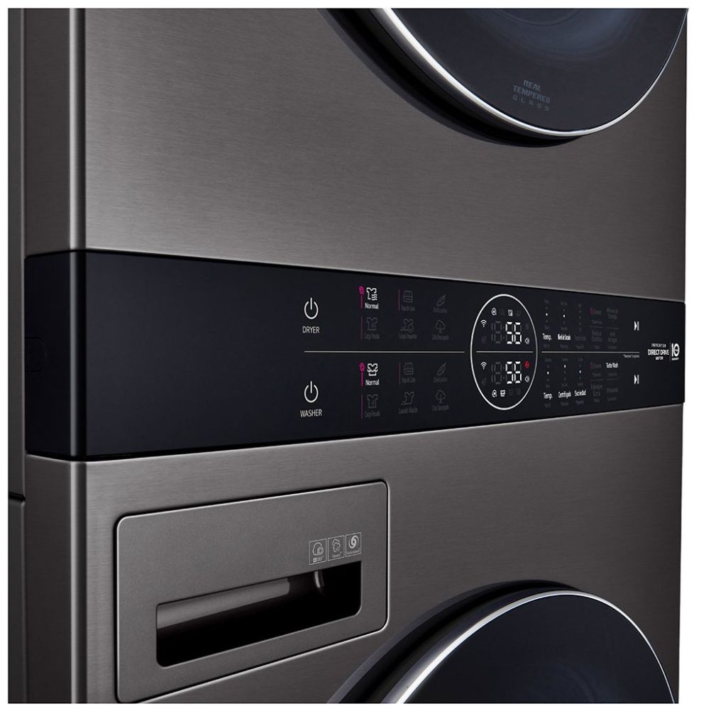 Torre de Lavado LG Washtower Carga Frontal Lavadora y Secadora Inverter Ai Dd con Conectividad LG Thinq 22Kg / 22Kg Wk22Bs6  Negra