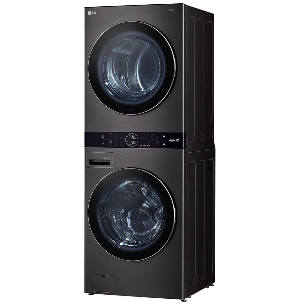 Torre de Lavado LG Washtower Carga Frontal Lavadora y Secadora Inverter Ai Dd con Conectividad LG Thinq 22Kg / 22Kg Wk22Bs6 Negra