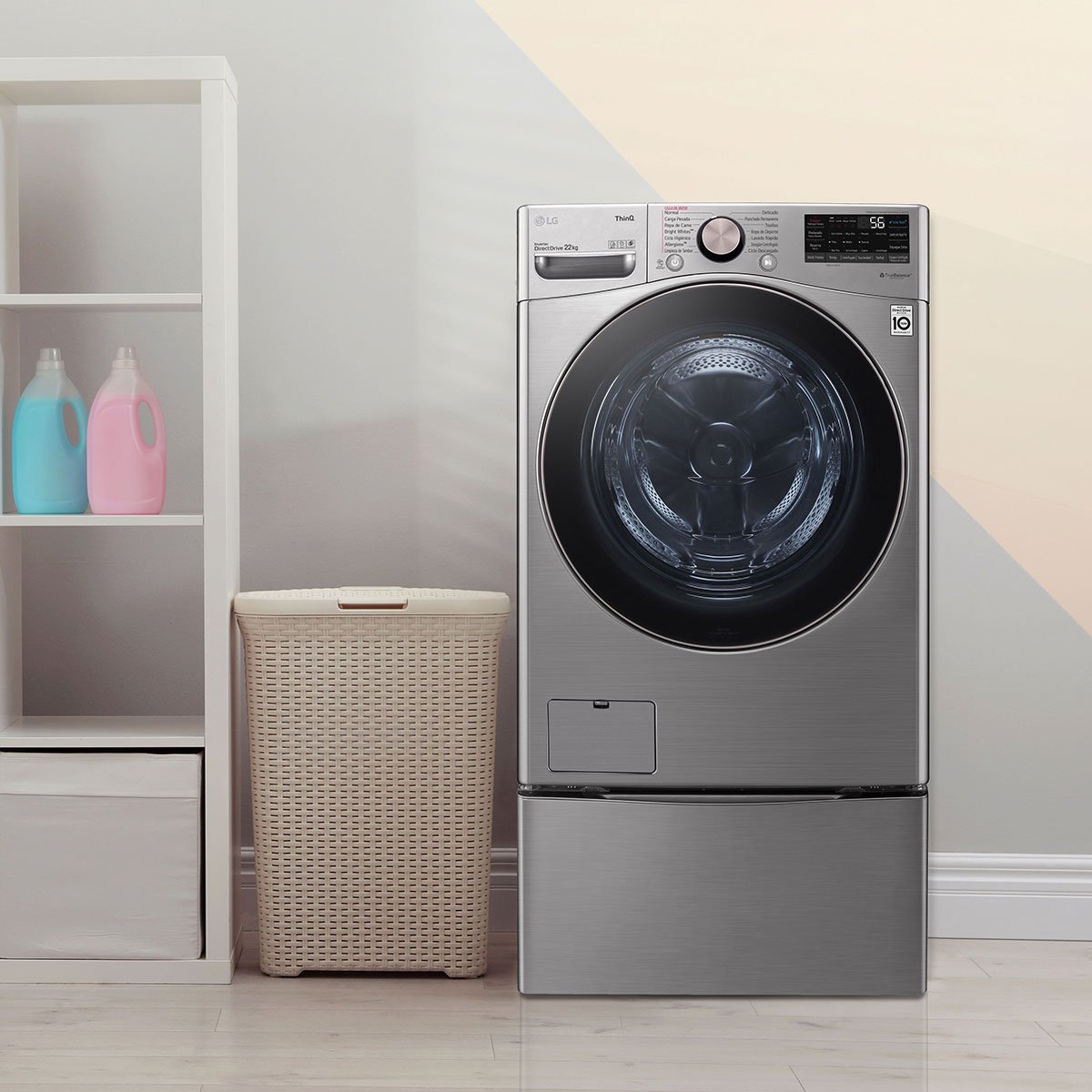 Lavadora LG Carga Frontal Ai Dd 22Kg Color Plata - Wm22Vv2S6Gr