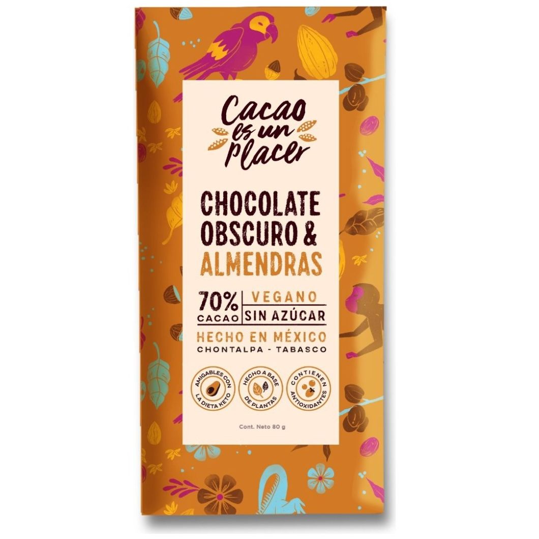 Chocolate Obscuro Y Almendras Cacao es un Placer