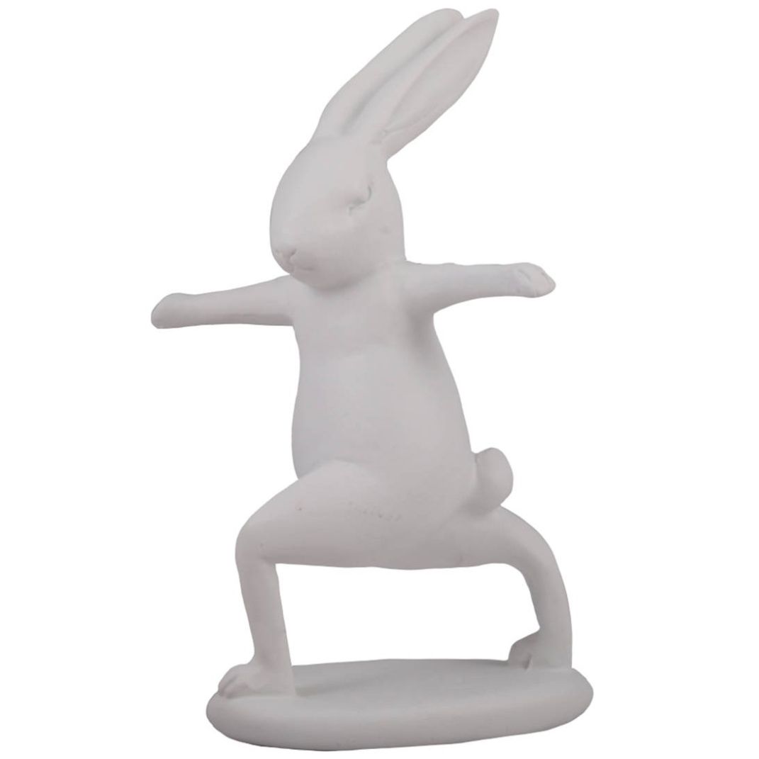 Home Nature Figura Decorativa Conejo Ataque Blanco 12*7*7 Cm