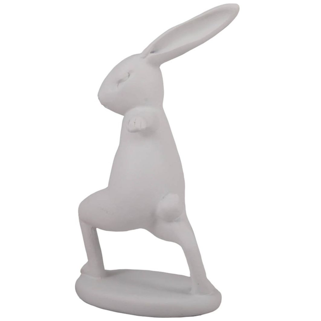 Home Nature Figura Decorativa Conejo Ataque Blanco 12*7*7 Cm