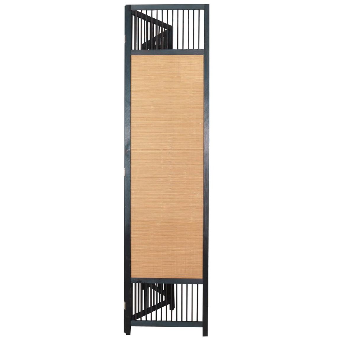 Home Nature Biombo de Madera y Marco de Metal Negro  4 Paneles 180*45 Cm Natural