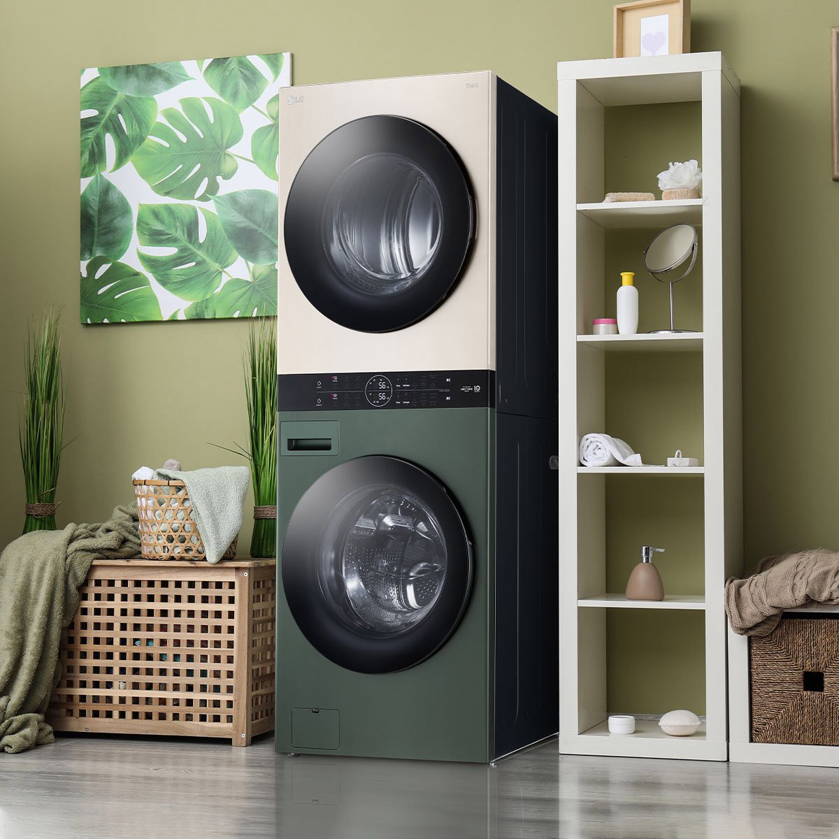 Torre de Lavado Lg 22 Kg Wk22Gbs6 Verde con Beige
