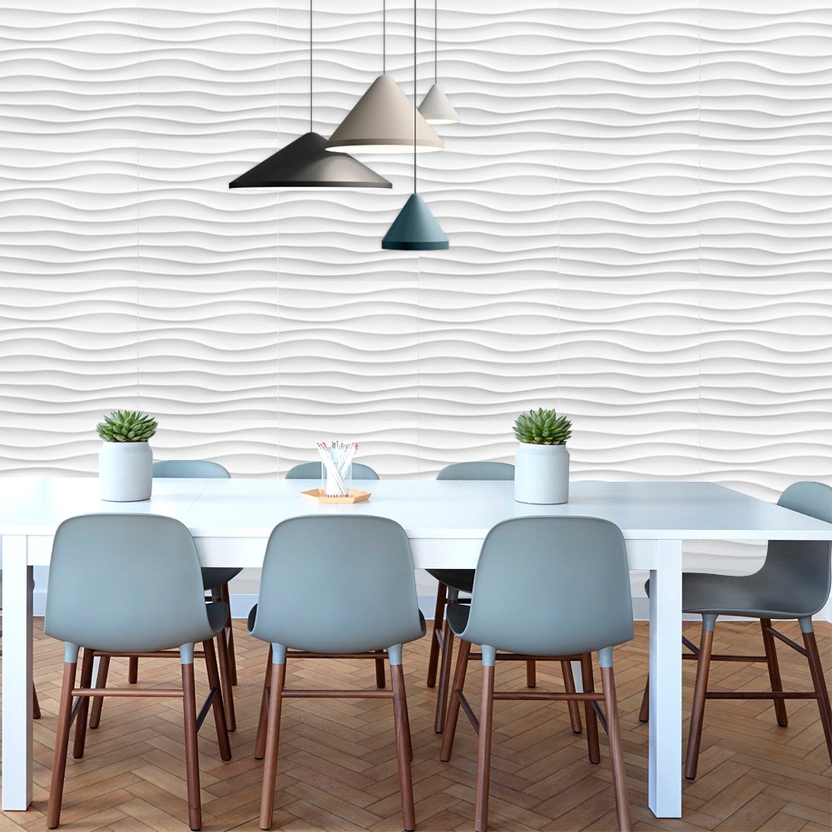 Panel Decorativo 3D para Muros Cuerdas Blanco 50 X 50 Cm Deco Pvc