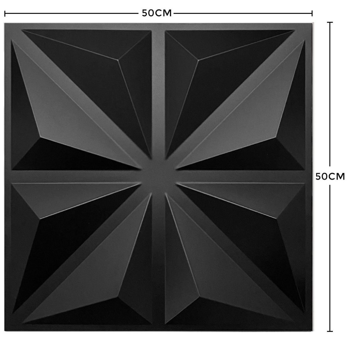 Panel Decorativo 3D Triangulo Negro para Muros 50 X 50 Cm Deco Pvc