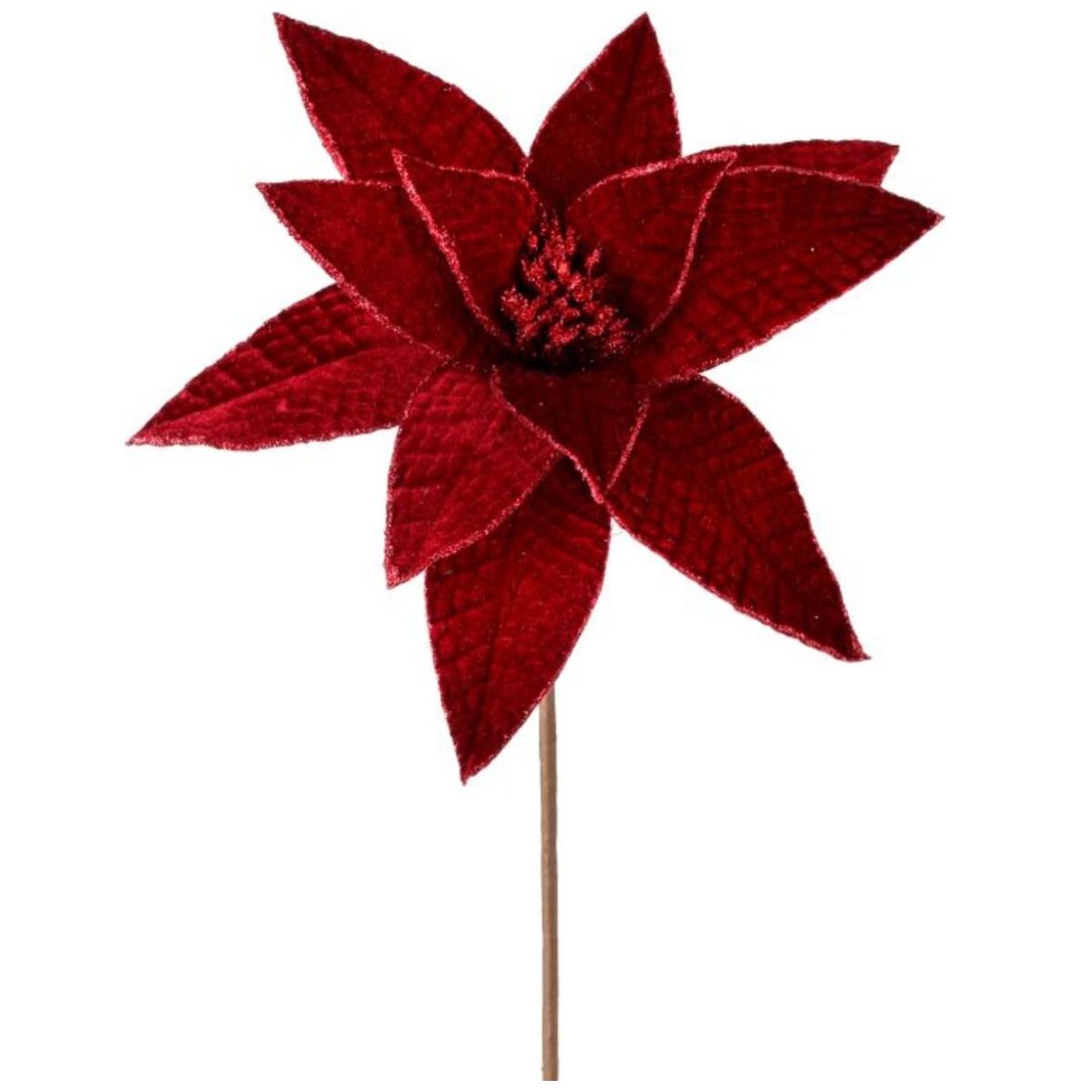 Flor Artificial de Nochebuena Burgundy Y Diamantina 55 Cm
