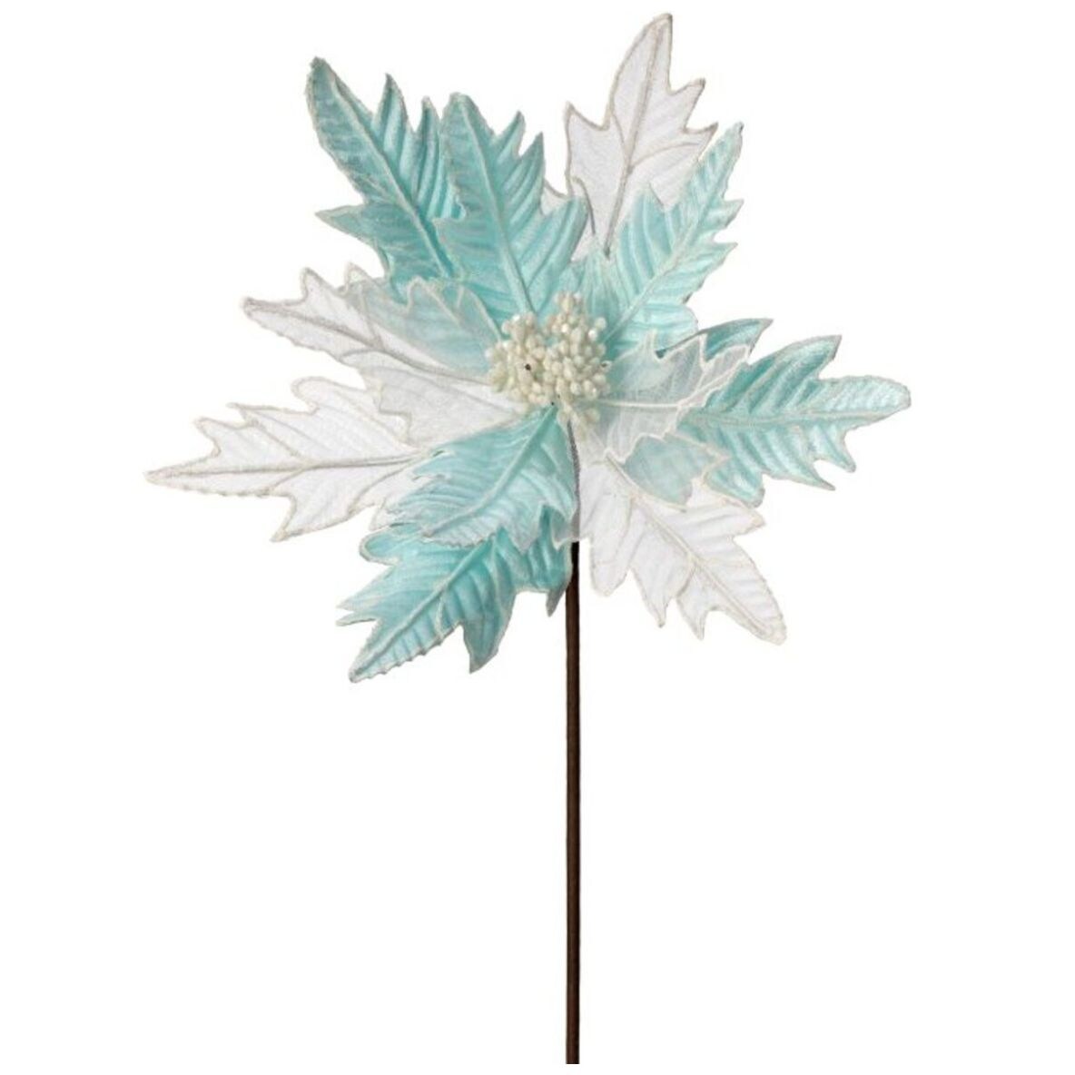 Flor Artificial de Nochebuena Azul Y Tela Blanca 55 Cm