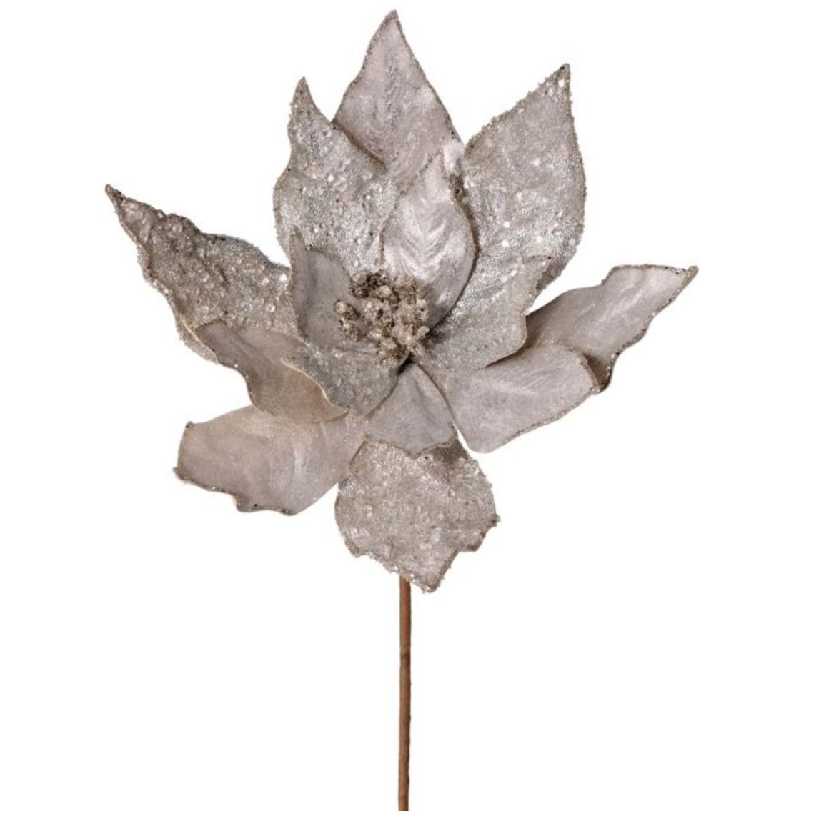Flor Artificial de Nochebuena Congelada Plata 55 Cm