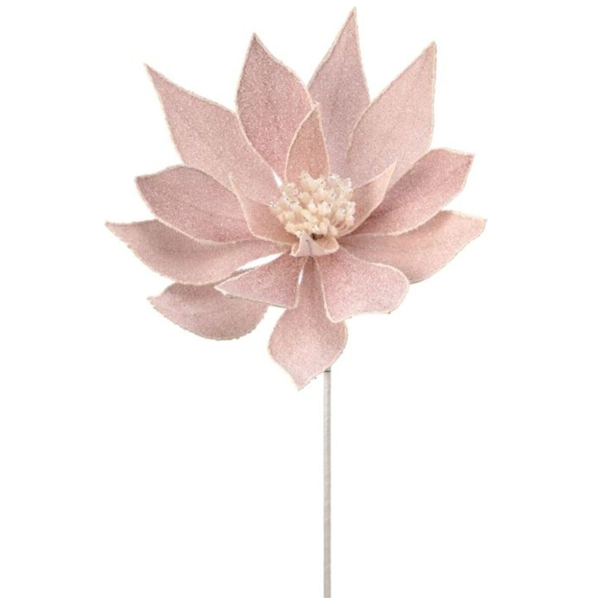 Flor Artificial de Nochebuena Diamantina Color Rosa 55 Cm