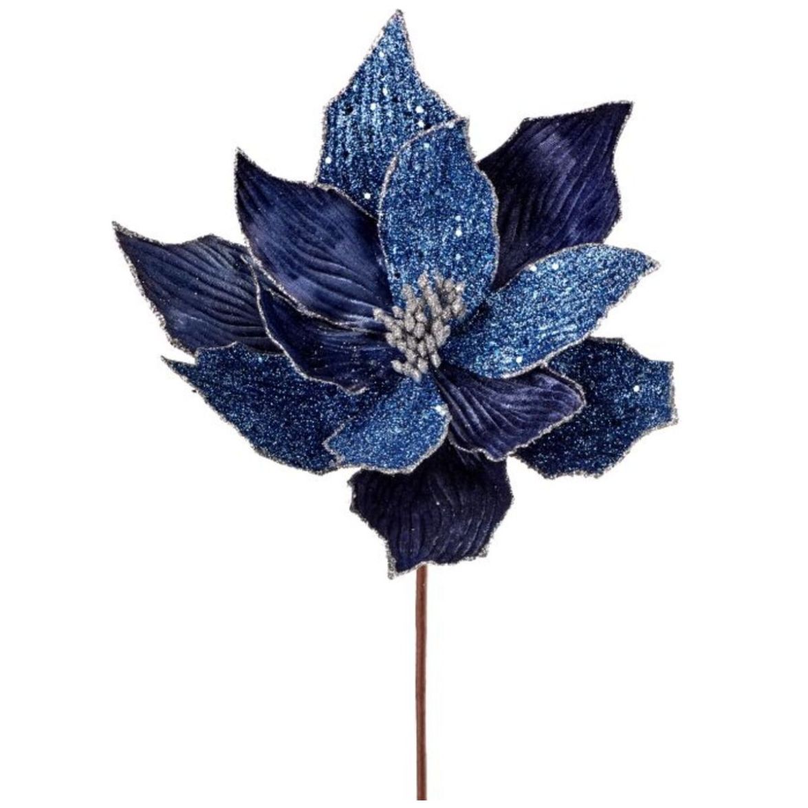 Flor Artificial de Nochebuena Terciopelo Azul 55 Cm