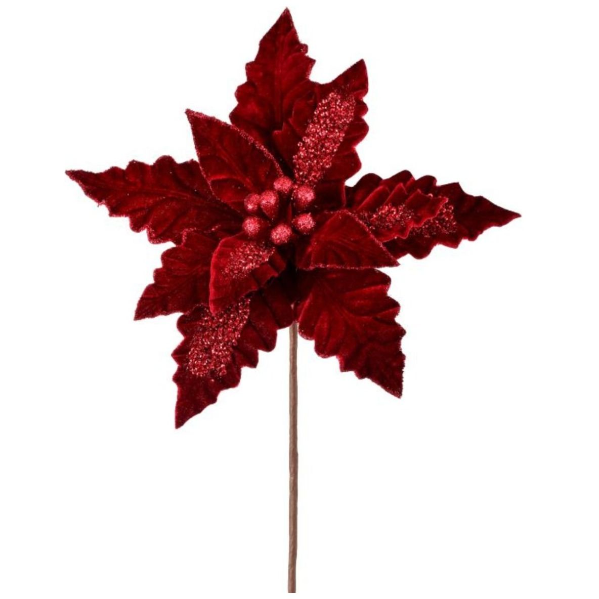 Flor Artificial de Nochebuena Terciopelo Burgundy 55 Cm