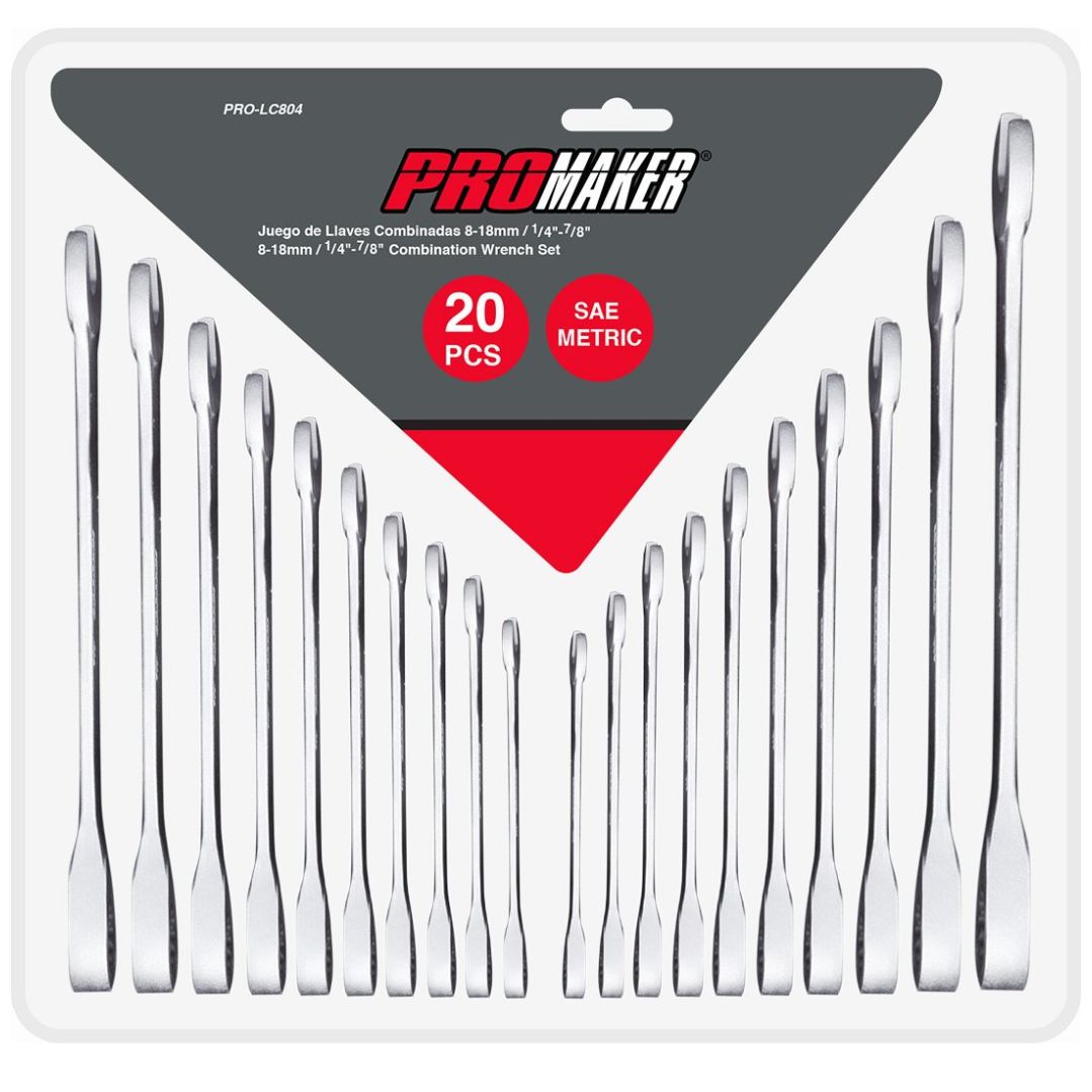 Juego de Llaves Combinadas 20 Piezas Sae / Mm Promaker