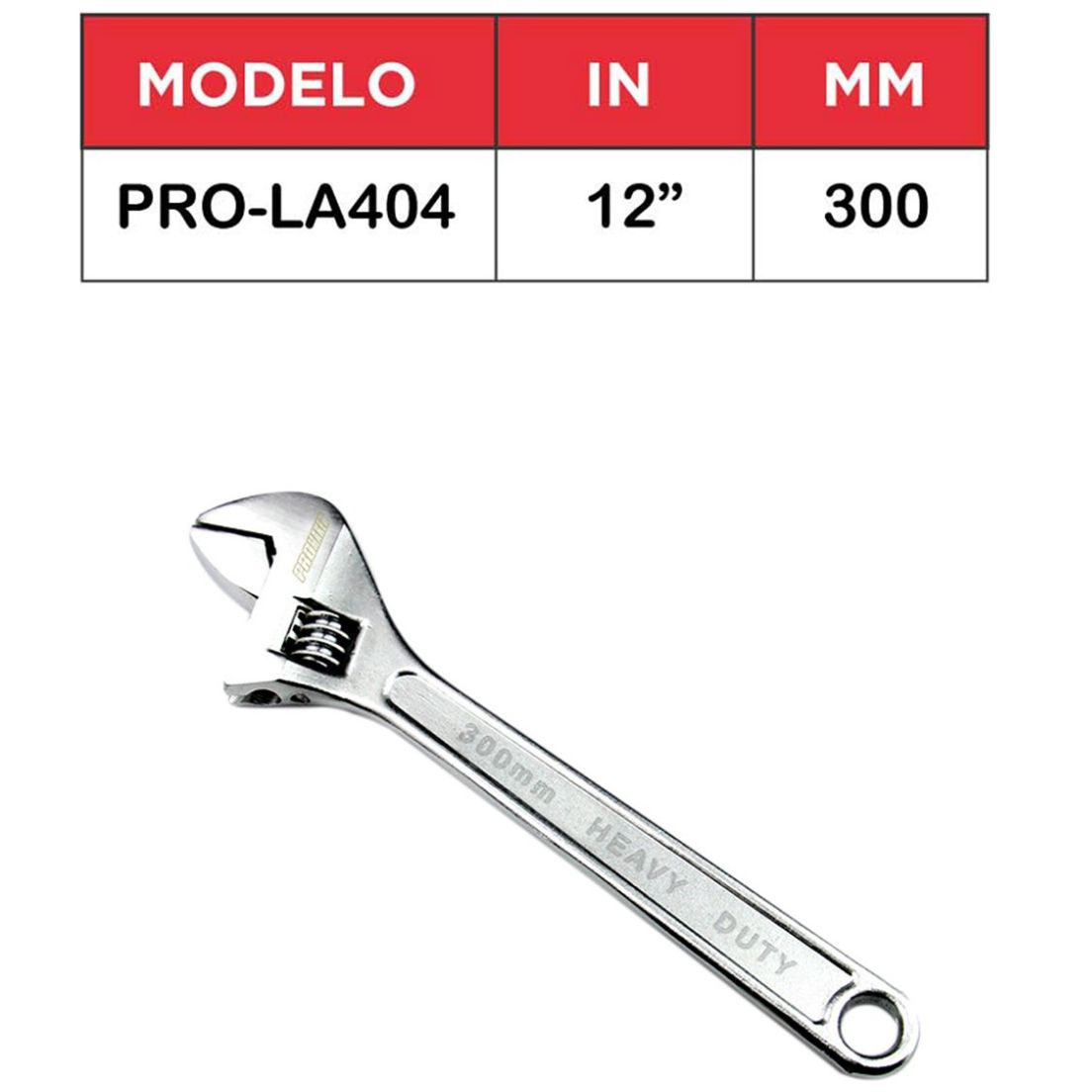 Llave Ajustable Cromada 12" X 1.1/2" Promaker