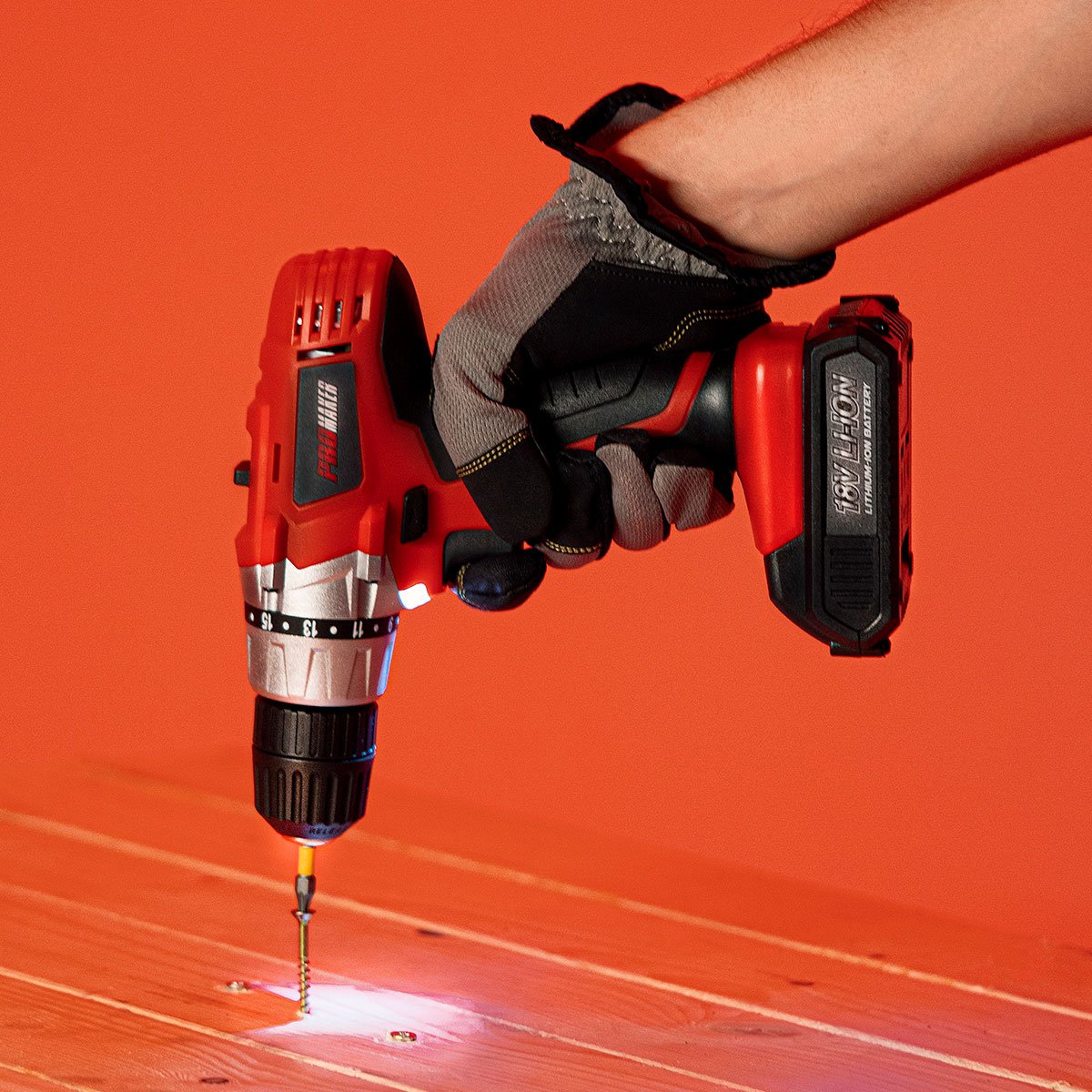 Taladro Destornillador Inalámbrico 18V Li-Ion 16 Posiciones Reversa y Freno Promaker