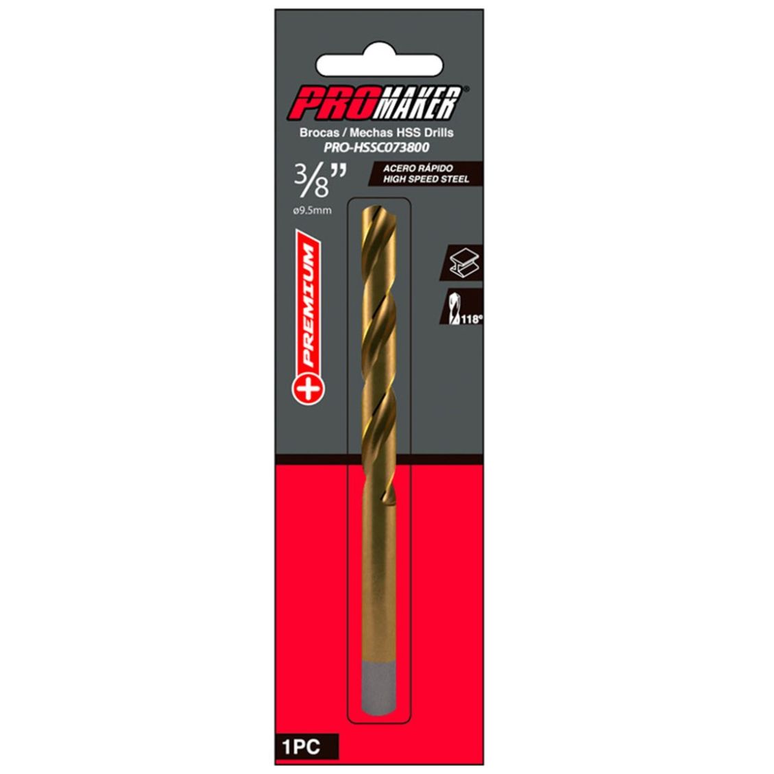 Broca para Metal 1 Pieza Hss 3/8" Promaker