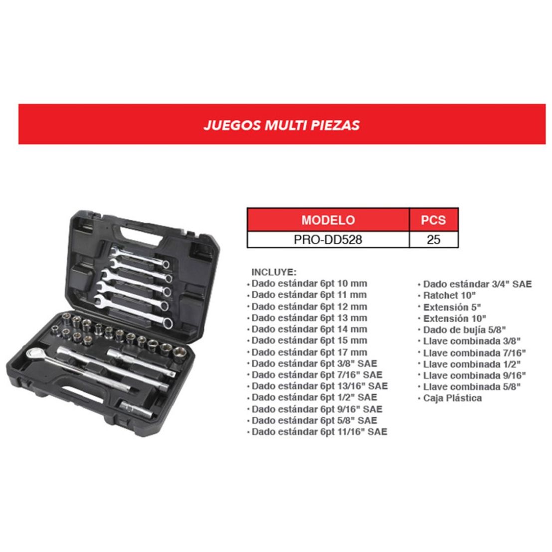 Juego de Herramientas Mecánicas 25 Piezas Promaker