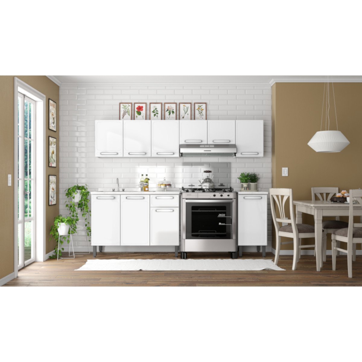 Cocina Acero Alaska Blanca 240Cm Bertolini