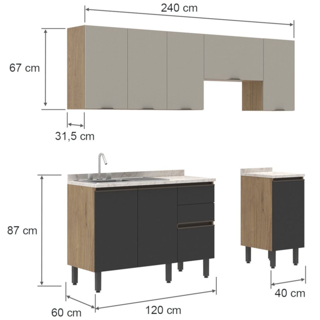 Cocina Frida 240Cm Bertolini