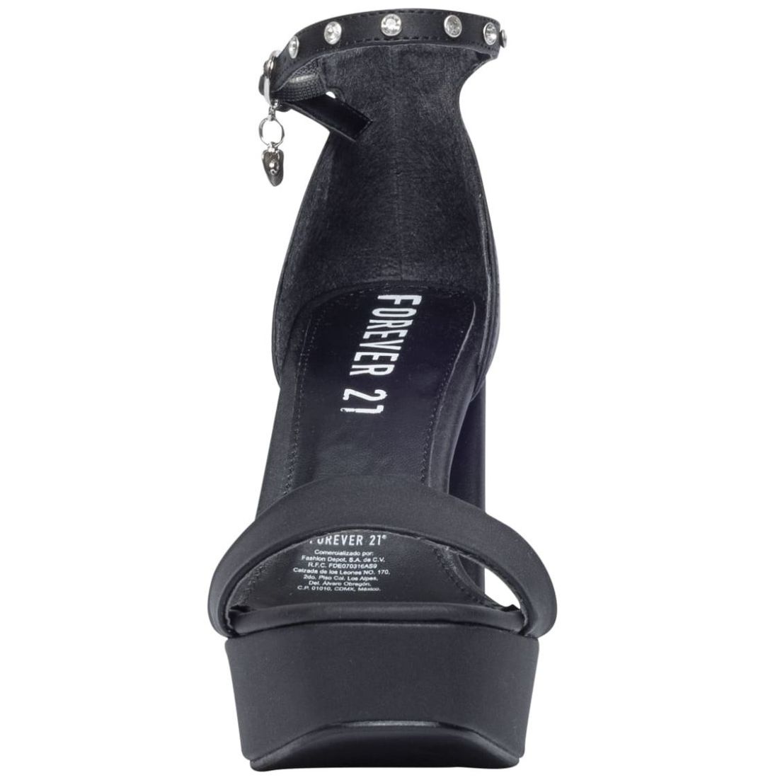 Sandalia con Tacón Y Pulsera con Piedras Negra Forever 21 para Mujer