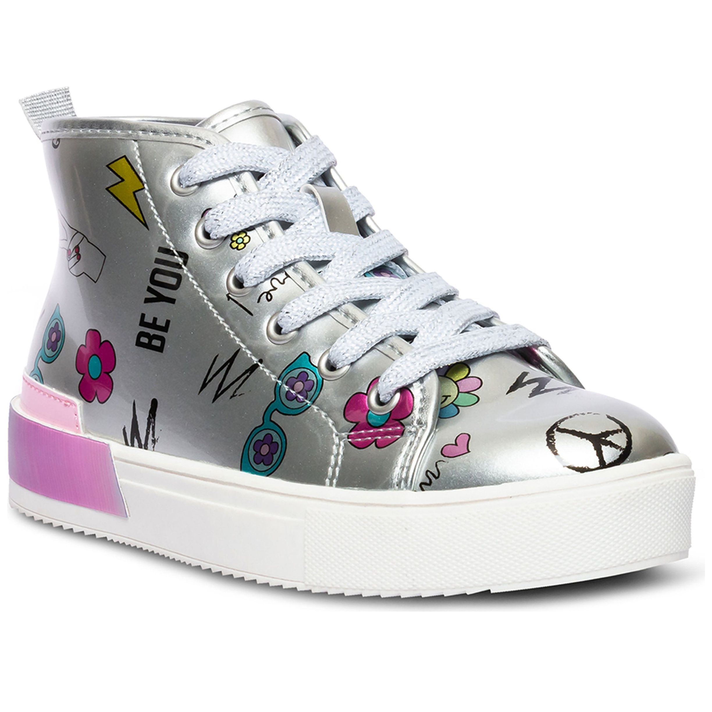 Tenis Bota Metálico 19-24 Plata Steve Madden para Niña