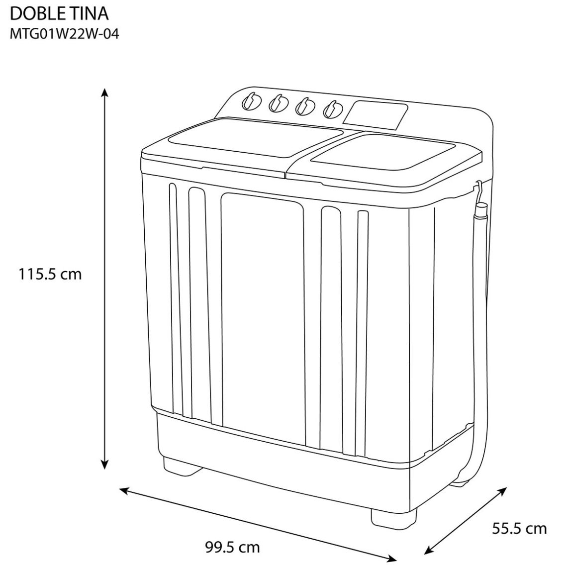 Lavadora Midea Doble Tina 22Kg Mtg01W22W Blanca