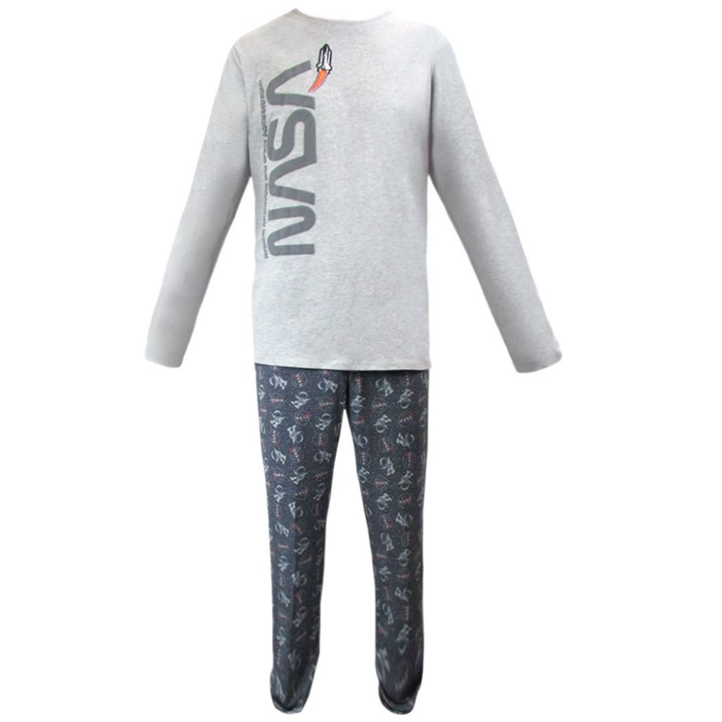 Pijama Playera Manga Larga Pantalón Nasa para Hombre