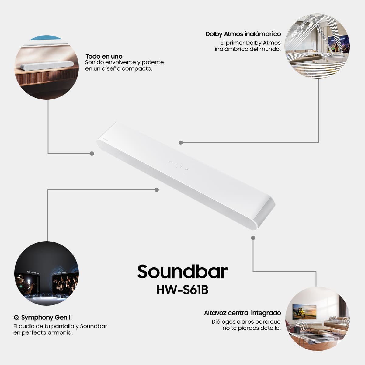 Barra de Sonido Samsung Hw-S61Bzx 5.0 Canales Blanca
