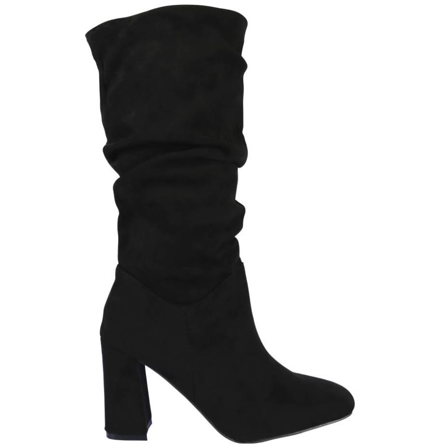 Bota Alta con Pliegues Negra Emporio Vu